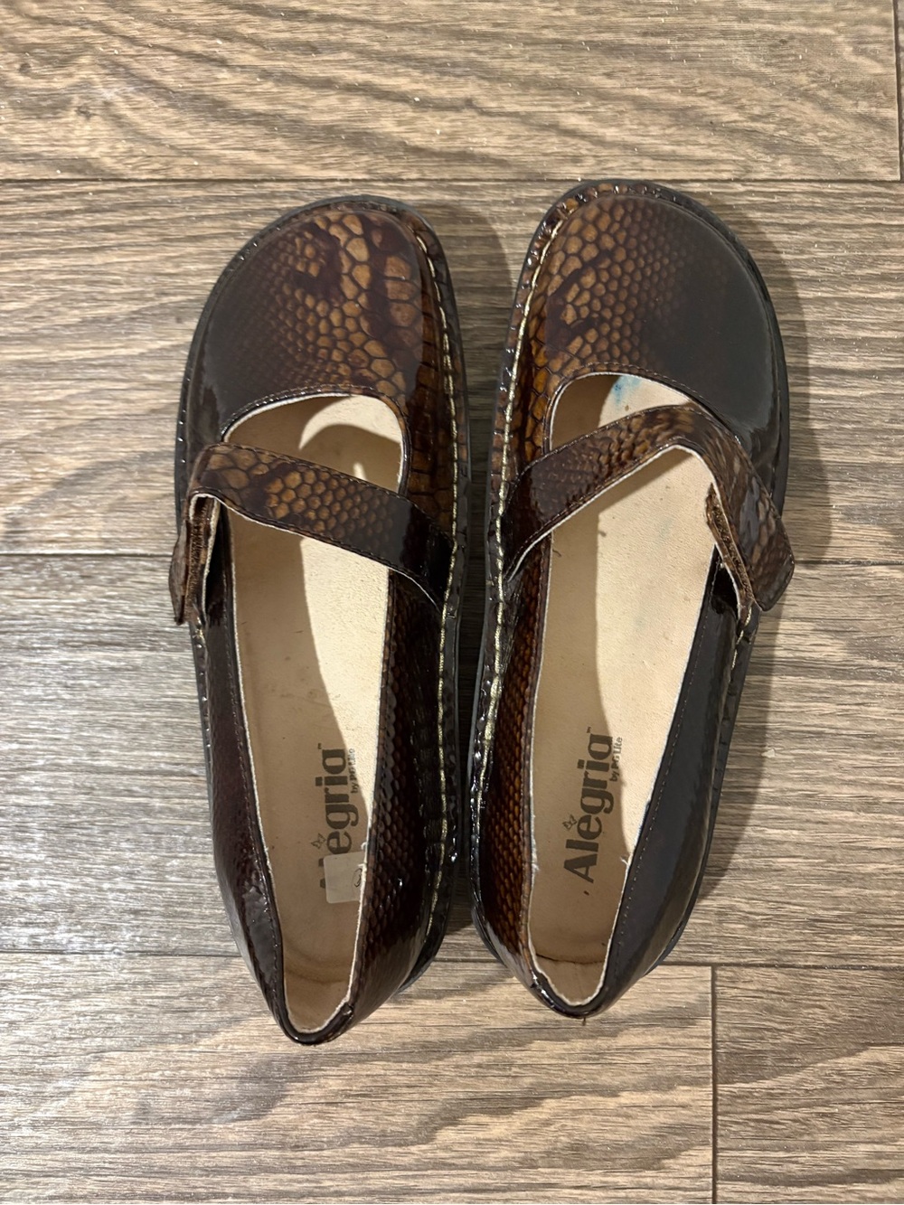 Alegria Brown Snake-Print Mary Jane Flats - Picture 3 of 7